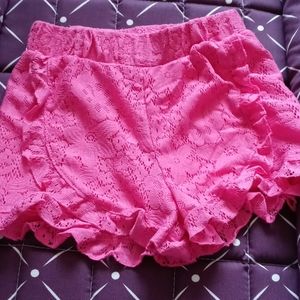 Hot pink, girls lace shorts